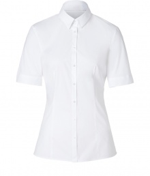 Detailed in a comfortably cool blend of stretch cotton, Hugos fitted short sleeve shirt is a smart investment perfect for setting the foundation for workweek looks - Classic collar, elbow-length sleeves, buttoned cuffs, button-down front - Tailored fit - Wear with practically anything for a clean, tailored look