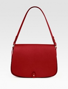 Clean and structured, this stunning design of butter-soft Italian leather is simply timeless. Shoulder strap, 10½ dropFlap closure with leather pullTwo inside open pockets13½W X 9¼H X 3DMade in Italy Clean and structured, this stunning design of butter-soft Italian leather is simply timeless. Shoulder strap, 10½ dropFlap closure with leather pullTwo inside open pockets13½W X 9¼H X 3DMade in Italy