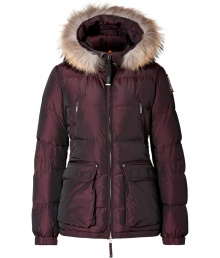 Be chic while keeping warm in this fitted and flattering down jacket from Parajumpers - Fur-lined hood, front zip closure, long sleeves, zip pockets at chest, flap waist pockets, quilted - Slim fit - Style with skinny jeans, an oversized cashmere sweater, and over-the-knee boots Be chic while keeping warm in this fitted and flattering down jacket from Parajumpers - Fur-lined hood, front zip closure, long sleeves, zip pockets at chest, flap waist pockets, quilted - Slim fit - Style with skinny jeans, an oversized cashmere sweater, and over-the-knee boots