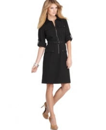 A coveted look this season, this MICHAEL Michael Kors zip-front dress flaunts utility details for a trendy look.