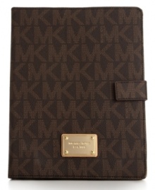 Cover your favorite gadget is haute designer style with this iPad case from MICHAEL Michael Kors. A signature monogram front is accented with 18K gold hardware and a logo plaque at bottom. Cover your favorite gadget is haute designer style with this iPad case from MICHAEL Michael Kors. A signature monogram front is accented with 18K gold hardware and a logo plaque at bottom.