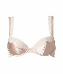 Elegant, pale pink silk bra with lace - demi bra also works well for small sizes - slightly padded, makes for a nice push-up effect - lace extends along the straps - great for wide boat necklines and sheer blouses - back hook closure - just a little bit of spandex ensures a perfect fit - adjustable straps - sexy, stylish, seductive - makes a great set with the matching panty or thong Elegant, pale pink silk bra with lace - demi bra also works well for small sizes - slightly padded, makes for a nice push-up effect - lace extends along the straps - great for wide boat necklines and sheer blouses - back hook closure - just a little bit of spandex ensures a perfect fit - adjustable straps - sexy, stylish, seductive - makes a great set with the matching panty or thong