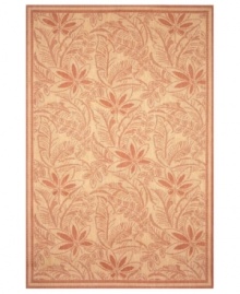 Made for easy living, this Tommy Bahama Decker collection rug offers the right mix of relaxed style and durability. Woven of UV-stabilized polypropylene, the pretty, floral-printed rug shares the look and feel of natural fibers--without the demanding care. Simply hose off for quick cleaning.