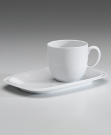 This versatile saucer lets you have your coffee and small snack on the same plate. This white dinnerware and dishes set was crafted with the fresh, simple elegance of the Denby White Squares collection. Measures 9 x 6.5. This versatile saucer lets you have your coffee and small snack on the same plate. This white dinnerware and dishes set was crafted with the fresh, simple elegance of the Denby White Squares collection. Measures 9 x 6.5.