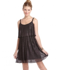 Allover glitter adds sparkle to this Morgan & Co. dress featuring a retro '70s flair -- totally on-trend for fall! Allover glitter adds sparkle to this Morgan & Co. dress featuring a retro '70s flair -- totally on-trend for fall!