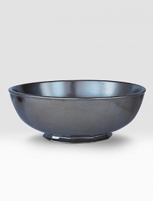 A unique mottling technique lends a hand-thumbed, hammered design to a beautiful metallic pewter serving bowl with the look of an old-world favorite. 2.5-quart capacity 10 diam. Dishwasher, oven and microwave safe Imported A unique mottling technique lends a hand-thumbed, hammered design to a beautiful metallic pewter serving bowl with the look of an old-world favorite. 2.5-quart capacity 10 diam. Dishwasher, oven and microwave safe Imported