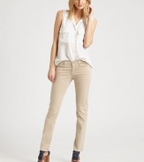 Ultra-slim stretch denim tailored with a sophisticated cigarette leg.THE FITSlim fitRise, about 7¼Inseam, about 30THE DETAILSZip flyFive-pocket styleSignature stitch back pockets41% cotton/15% modal/5% polyurethaneMachine washMade in USA of imported fabricModel shown is 5'9½ (176cm) wearing US size 4.