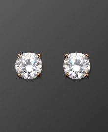 The perfect touch of sparkle in trendy rose gold over sterling silver. CRISLU earrings feature a perfect, round-cut cubic zirconia (2 ct. t.w.).