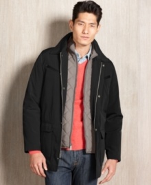 Double up on your outerwear options with this 3-in-1 systems jacket from Nautica, featuring a removable, quilted vest. Double up on your outerwear options with this 3-in-1 systems jacket from Nautica, featuring a removable, quilted vest.