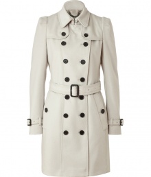With a vintage-inspired cut, this luxe coat from Burberry London adds instant style to your cold weather look - Spread collar, long puff sleeves with belted cuffs, front button placket, double-breasted, button flap detail at shoulders - Belted waist, flap pockets, buttoned back yoke, back vent - Wear with an elevated jeans-and-tee ensemble or a cocktail look With a vintage-inspired cut, this luxe coat from Burberry London adds instant style to your cold weather look - Spread collar, long puff sleeves with belted cuffs, front button placket, double-breasted, button flap detail at shoulders - Belted waist, flap pockets, buttoned back yoke, back vent - Wear with an elevated jeans-and-tee ensemble or a cocktail look