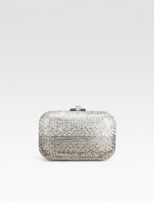 This luxurious crystal encrusted design is meticulously hand-crafted to perfection.Detachable chain shoulder strap, 9 dropTop clasp closureMetallic leather lining5¾W X 4H X 1DMade in Italy This luxurious crystal encrusted design is meticulously hand-crafted to perfection.Detachable chain shoulder strap, 9 dropTop clasp closureMetallic leather lining5¾W X 4H X 1DMade in Italy