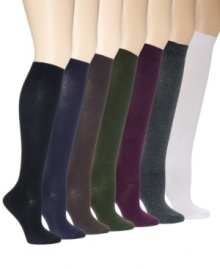 Add a pop of color and comfort to every step with these knit knee socks from Hue. Pair them with trousers or skirts for an instant hint of flair. Add a pop of color and comfort to every step with these knit knee socks from Hue. Pair them with trousers or skirts for an instant hint of flair.