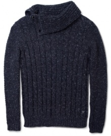 This sweater from Guess is a departure from traditional layered style that will set you apart from the rest.