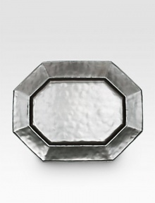 A unique mottling technique lends a hand-thumbed, hammered design to a beautiful metallic stoneware serving platter with the look of an old-world favorite. From the Pewter Collection12 X 15Ceramic stonewareDishwasher safeImported A unique mottling technique lends a hand-thumbed, hammered design to a beautiful metallic stoneware serving platter with the look of an old-world favorite. From the Pewter Collection12 X 15Ceramic stonewareDishwasher safeImported