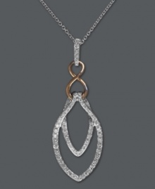Highlight your neckline with just the right amount of shine. EFFY Collection's double drop pendant features a stunning cut-out design accented by round-cut diamonds (1/4 ct. t.w.). Crafted in 14k white gold with 14k rose gold accents. Approximate length: 18 inches. Approximate drop: 1-5/16 inches. Highlight your neckline with just the right amount of shine. EFFY Collection's double drop pendant features a stunning cut-out design accented by round-cut diamonds (1/4 ct. t.w.). Crafted in 14k white gold with 14k rose gold accents. Approximate length: 18 inches. Approximate drop: 1-5/16 inches.