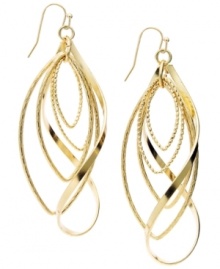 Don't let your look spiral out of control, simply add a subtle twist. INC International Concepts' overlapping earrings feature an intricate mix of shapes crafted from gold-plated mixed metal. Approximate drop: 3-1/4 inches. Don't let your look spiral out of control, simply add a subtle twist. INC International Concepts' overlapping earrings feature an intricate mix of shapes crafted from gold-plated mixed metal. Approximate drop: 3-1/4 inches.