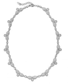 Eliot Danori's elegant Windsor all-around necklace features an ornate link pattern embellished with glass crystal accents. Set in rhodium-plated silver tone mixed metal. Approximate length: 16 inches + 2-inch extender.