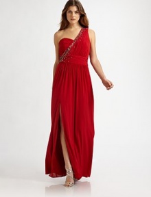 EXCLUSIVELY AT SAKS. Vibrant and bright, in an asymmetrical style accented by sparkling jeweled beading.Asymmetrical neckline with jeweled beadingRuched bodiceBanded waistSide slitFully linedAbout 45 from natural waist95% polyester/5% spandexDry cleanMade in Italy of imported fabricModel shown is 5'10 (177cm) wearing US size 4. EXCLUSIVELY AT SAKS. Vibrant and bright, in an asymmetrical style accented by sparkling jeweled beading.Asymmetrical neckline with jeweled beadingRuched bodiceBanded waistSide slitFully linedAbout 45 from natural waist95% polyester/5% spandexDry cleanMade in Italy of imported fabricModel shown is 5'10 (177cm) wearing US size 4.