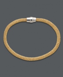 Love to layer? Studio Silver's chic mesh bracelet works wardrobe magic. Crafted in 18k gold over sterling silver, this contemporary style looks marvelous alone, or paired with your favorite bracelets and bangles. Approximate length: 7-1/2 inches.