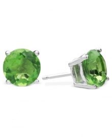 Celebrate your favorite month of the year with these August birthstone earrings by CRISLU. Stud earrings feature round-cut, peridot-colored cubic zirconias (3 ct. t.w.) set in sterling silver with a platinum finish. Approximate diameter: 1/4 inch.