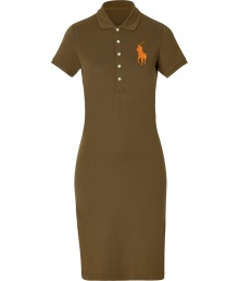 Stylish dress in fine olive cotton stretch - A casual classic from cult label Polo Ralph Lauren - Traditional, button down polo style with small collar and short sleeves - Oversize decorative embroidered logo at chest - Slim skirt hits just above the knees - Fitted cut creates a particularly flattering silhouette - A sporty-chic go-to in any wardrobe ideal for work and play - Pair with a cropped cardigan and strappy sandals, or layer with a blazer and style with ballet flats Stylish dress in fine olive cotton stretch - A casual classic from cult label Polo Ralph Lauren - Traditional, button down polo style with small collar and short sleeves - Oversize decorative embroidered logo at chest - Slim skirt hits just above the knees - Fitted cut creates a particularly flattering silhouette - A sporty-chic go-to in any wardrobe ideal for work and play - Pair with a cropped cardigan and strappy sandals, or layer with a blazer and style with ballet flats