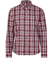 Add a touch of downtown cool to your casual ensembles with this sophisticated checked shirt from Michael Kors - Spread collar, long sleeves, front button placket, slim fit, all-over check print- Pair with slim jeans, chinos, or corduroys Add a touch of downtown cool to your casual ensembles with this sophisticated checked shirt from Michael Kors - Spread collar, long sleeves, front button placket, slim fit, all-over check print- Pair with slim jeans, chinos, or corduroys