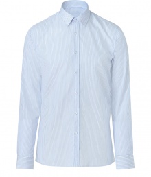Bring high style to your workweek look with this sleek micro-stripe button down from Hugo - Small spread collar, front button placket, slim fit, curved hem - Pair with a slim suit or with jeans for a casual-cool ensemble