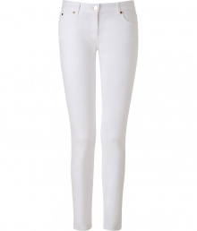 Perfect for building the foundation of your warm weather looks, Michael Kors pristine white skinnies are as chic as they are flattering - Five-pocket style with zippered back pockets, zip fly, button closure, belt loops - Slim fit - Wear with bright tops and chunky statement jewelry Perfect for building the foundation of your warm weather looks, Michael Kors pristine white skinnies are as chic as they are flattering - Five-pocket style with zippered back pockets, zip fly, button closure, belt loops - Slim fit - Wear with bright tops and chunky statement jewelry
