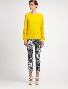 Slim-fitting denim in a cropped silhouette, updated with a feminine, on-trend floral print.Self waistband with belt loopsZip fly with button closureSide slash pocketsBack patch pocketsInseam, about 27Cotton/elastaneDry cleanMade in ItalyModel shown is 5'10 (177cm) wearing US size 4. Slim-fitting denim in a cropped silhouette, updated with a feminine, on-trend floral print.Self waistband with belt loopsZip fly with button closureSide slash pocketsBack patch pocketsInseam, about 27Cotton/elastaneDry cleanMade in ItalyModel shown is 5'10 (177cm) wearing US size 4.