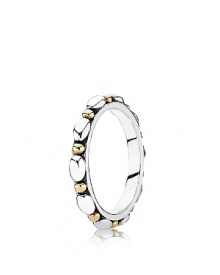 14K gold and sterling silver come together for a supremely stackable PANDORA ring. Use this piece to tie together a mixed-metal accessorized look.