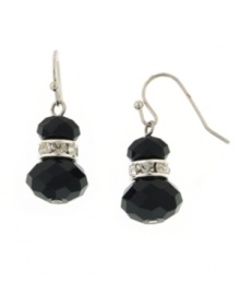 Featuring jet and clear crystal beads, 2028's snowman-shaped earrings will look suitably stylish for both day and evening. Crafted in silver tone mixed metal. Approximate drop: 3/4 inch. Featuring jet and clear crystal beads, 2028's snowman-shaped earrings will look suitably stylish for both day and evening. Crafted in silver tone mixed metal. Approximate drop: 3/4 inch.