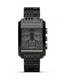 With ultramodern angles and a black-on-black display, this sleek Burberry watch has an eye on the future.