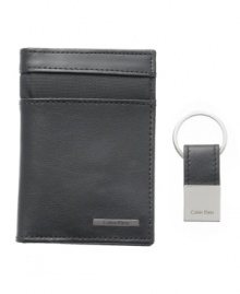 Add this wallet and key fob from Calvin Klein to complete your sleek urban look.