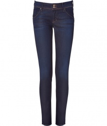 Bring high style to your casual look with these flattering jeans from Hudson - Wide waistband with dual button closure, belt loops, off-seam pockets, back flap pockets with logo, skinny fit, cropped - Style with a printed blouse, a loose knit cardigan, and wedge heels