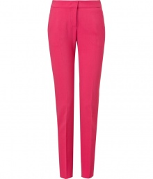 Channel the bold hues of the Bahamas year round in these super stylish coral trousers from Emilio Pucci - Flat front, wide waistband, off-seam pockets, single back welt pocket with button, straight leg - Wear with a silk tunic top and peep-toe platforms