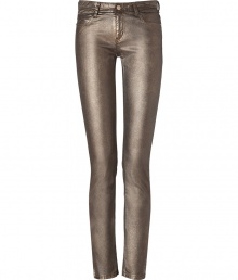 Give your closet staples a high-octane infusion with these trend-right metallic coated jeans from Faith Connexion - Classic five-pocket style, button closure, belt loops - Slim straight leg - Pair with modern knit tops, edgy ankle boots and rocker-chic accessories