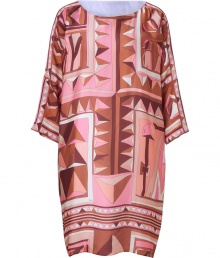 Take an iconic stance on this seasons penchant for prints with Emilio Puccis exquisitely elegant characteristic print silk sheath - Scooped neckline, 3/4 dolman sleeves, side slit pockets, pull-over style - Relaxed fit - Pair with bright pumps and sleek totes for a seamless transition from work to cocktails