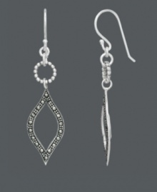 Add a little glimmer to your look in this glamorous Genevieve & Grace style. Earrings feature marquise-cut drops decorated with marcasite. Crafted in sterling silver. Approximate drop: 2-1/8 inches.