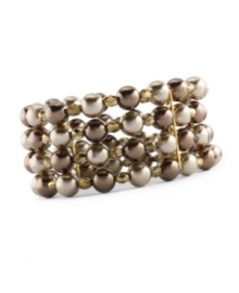 Four sure: We're certain you'll love wearing Charter Club's elegant four-row bracelet featuring simulated pearls in varying shades of brown. Made in gold tone mixed metal with a bar detail. Approximate diameter: 2 inches.