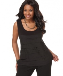 Take your casual style to the next tier with Alfani's sleeveless plus size top-- it's perfect for layering!