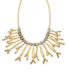 Branch out. Try something new with Alfani's statement-making bib necklace. Twisting branches in gold tone mixed metal sparkle with the addition of glass accents. Approximate length: 20 inches + 3-inch extender. Approximate drop: 2-1/2 inches. Branch out. Try something new with Alfani's statement-making bib necklace. Twisting branches in gold tone mixed metal sparkle with the addition of glass accents. Approximate length: 20 inches + 3-inch extender. Approximate drop: 2-1/2 inches.