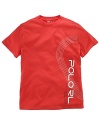 A metallic POLO graphic down the front updates the classic crewneck cotton jersey tee with a modern athletic style.