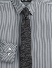 A modern, finely tailored addition to the 9-to-5 wardrobe in new-look stripes. Buttonfront Point collar 98% cotton/2% elastane Dry clean Imported 