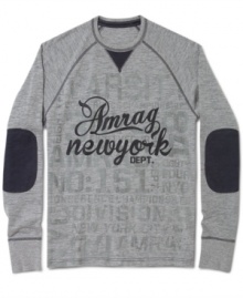 Vintage varsity style is in this summer with this long-sleeved graphic t-shirt from American Rag. Vintage varsity style is in this summer with this long-sleeved graphic t-shirt from American Rag.