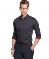 With a unique plaid design, this shirt from Calvin Klein freshens up your work-week look.