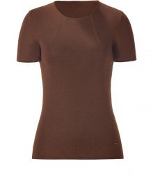 Sophisticated chocolate cashmere and silk blend knit top - This classic and chic knit pullover is better than your average basic - Pair with slim jeans, a parka, and boots for a perfect day look - Try with a pencil skirt, textured tights, and platform heels