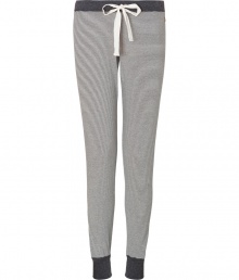 Super soft in ultra comfortable lightweight jersey, Juicy Coutures striped leggings are perfect for cozy lounging - Tonal grosgrain tie, charcoal waistband and fitted cuffs - Fitted, tapered leg - Wear with an oversized sweatshirt and shearling lined boots Super soft in ultra comfortable lightweight jersey, Juicy Coutures striped leggings are perfect for cozy lounging - Tonal grosgrain tie, charcoal waistband and fitted cuffs - Fitted, tapered leg - Wear with an oversized sweatshirt and shearling lined boots