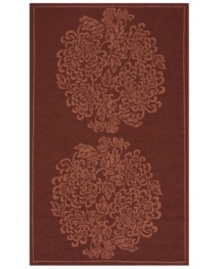 A duo of oversized vinery designs add graceful allure to this flavorful area rug. In deep wine-purple, Momeni's Veranda rug makes an inviting space out of any room or outdoor living area. Mildew-resistant polypropylene is hand-hooked and UV-protected to prevent fading. A duo of oversized vinery designs add graceful allure to this flavorful area rug. In deep wine-purple, Momeni's Veranda rug makes an inviting space out of any room or outdoor living area. Mildew-resistant polypropylene is hand-hooked and UV-protected to prevent fading.