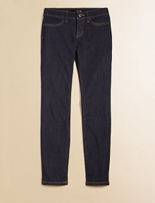 Ultra-sleek and ultra-stretchy in a slim-fitting silhouette with authentic jean-style detailing in a trendy dark wash.Front button closureWaistband with belt loopsZip flyFront slash pocketsBack patch pockets58% cotton/39% polyester/3% spandexMachine washImported Ultra-sleek and ultra-stretchy in a slim-fitting silhouette with authentic jean-style detailing in a trendy dark wash.Front button closureWaistband with belt loopsZip flyFront slash pocketsBack patch pockets58% cotton/39% polyester/3% spandexMachine washImported