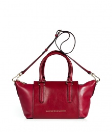 The satchel gets a modern update with this ultra-sleek version from Marc by Marc Jacobs - Medium-sized carryall shape, top zip closure, top carrying handles, convertible shoulder strap, glossy leather - Perfect for everyday use, work, or travel The satchel gets a modern update with this ultra-sleek version from Marc by Marc Jacobs - Medium-sized carryall shape, top zip closure, top carrying handles, convertible shoulder strap, glossy leather - Perfect for everyday use, work, or travel